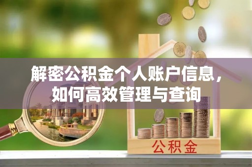 南昌解密公积金个人账户信息，如何高效管理与查询