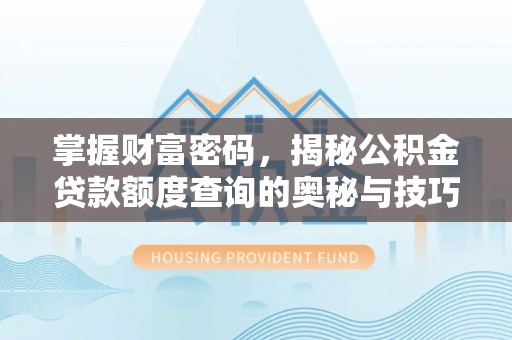 南昌掌握财富密码，揭秘公积金贷款额度查询的奥秘与技巧